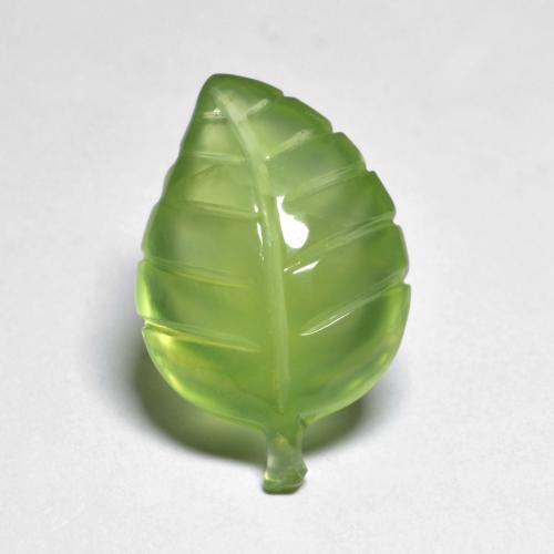 Verde vivo Prehnite Gema - 6.7ct Hoja tallada (ID: 576864)