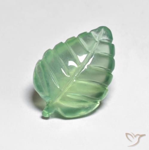 7.40 ct Green Prehnite Stone, Natural Prehnite in Carved Leaf Shape for Sale