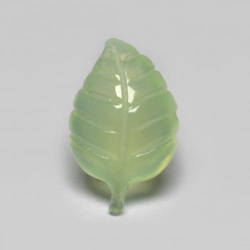 Verde medio Prehnite Gema - 4.7ct Hoja tallada (ID: 577087)