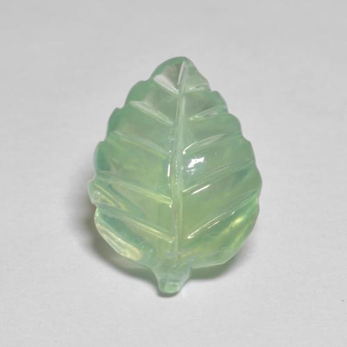 Light Yellow Green Prehnite Gem - 4.5ct Carved Leaf (ID: 577702)