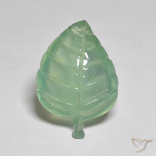 Prehnite 17x12,1 mm verde Foglia intagliata dal Sud Africa, peso di 7,6 ct, gemma naturale non trattati in purezza Transparent, 1 pezzo Prehnite - Colore: Menta chiara, durezza Mohs di 6 - 6,5, Photo A