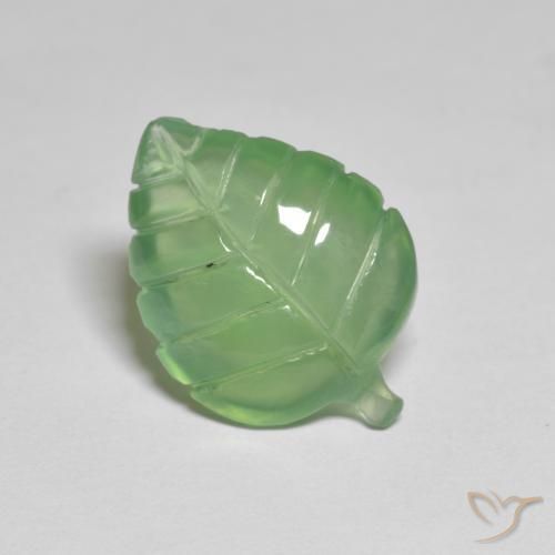 hellgrün Prehnit Edelstein - 6.6ct Geschnitztes Blatt (ID: 577708)