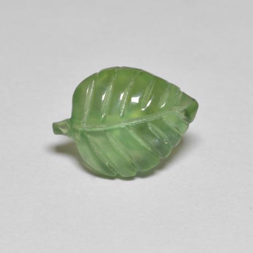 Medium Green Prehnit Edelstein - 3.3ct Geschnitztes Blatt (ID: 577710)