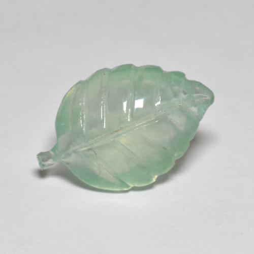 Light Mint Green Prehnit Edelstein - 6.9ct Geschnitztes Blatt (ID: 577712)