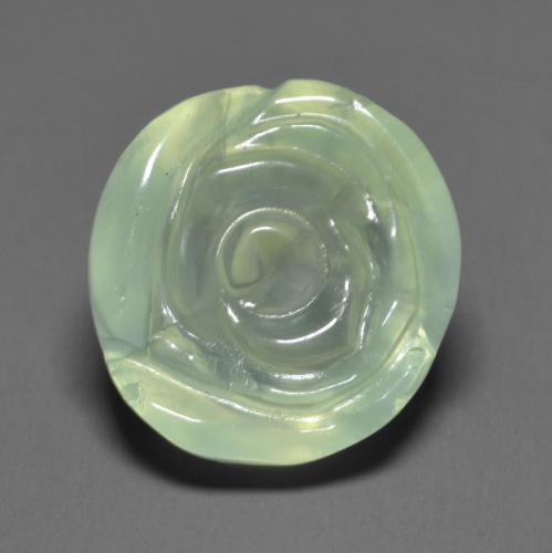 Pale Yellowish Green Prehnit Edelstein - 13.3ct Geschnitzte Rose (ID: 579405)