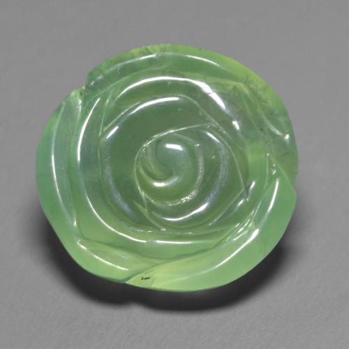 14.74 ct Green Prehnite Gemstone, Prehnite Gem in Carved Rose Shape for Sale.
