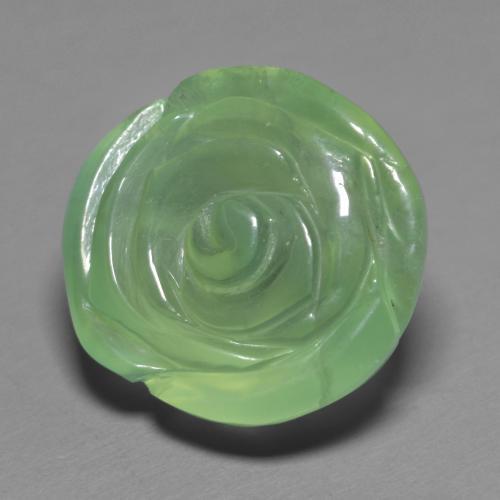 14.74 ct Green Prehnite Stone, Natural Prehnite in Carved Rose Shape for Sale