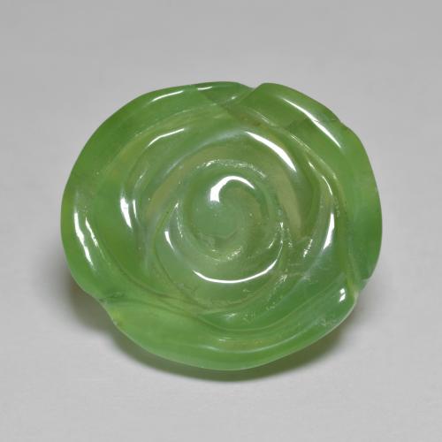 Verde medio Prehnite Gema - 11.6ct Rosa tallada (ID: 579567)
