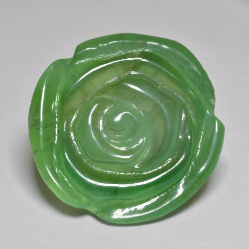 Grün Prehnit Edelstein - 19.4ct Geschnitzte Rose (ID: 579568)