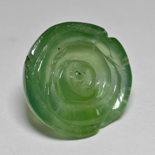 Verde medio Prehnite Gema - 20ct Rosa tallada (ID: 579569)
