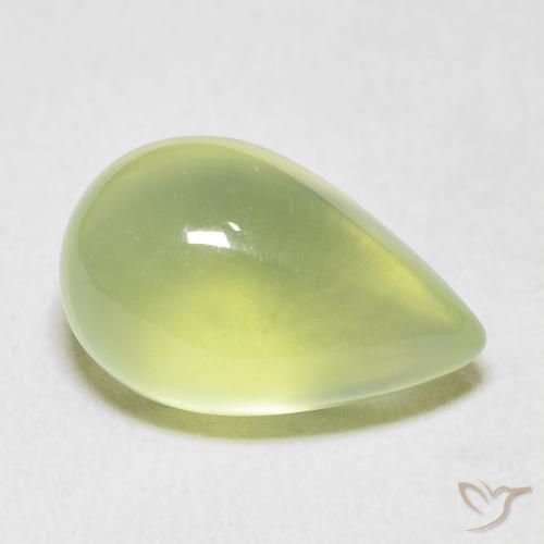 7.33 ct Green Prehnite Stone, Natural Prehnite in Pear Cabochon Shape for Sale