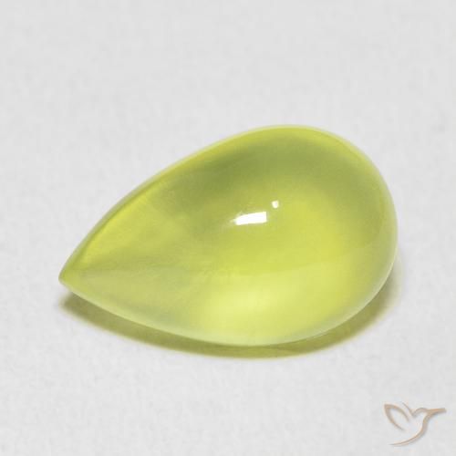 5.66ct Natural Lime Green Prehnite, Pear Shape, Transparent