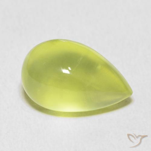 5.66 ct Green Prehnite Stone, Natural Prehnite in Pear Cabochon Shape for Sale