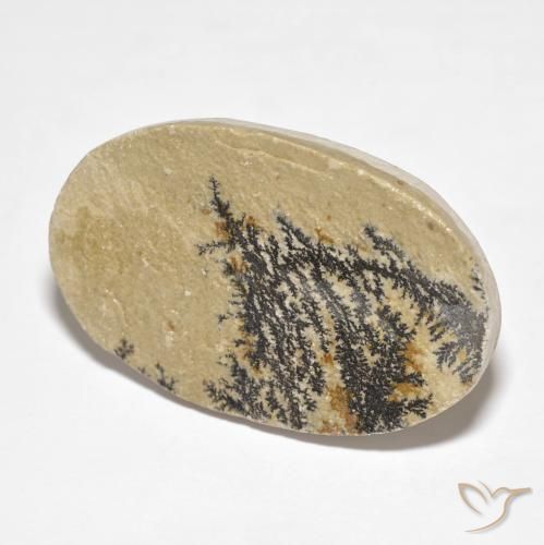 34.95 ct Multicolor Psilomelane Dendrite Stone, Natural Psilomelane Dendrite in Oval Cabochon Shape for Sale