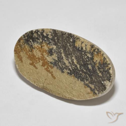 49.70 ct Multicolor Psilomelane Dendrite Stone, Natural Psilomelane Dendrite in Oval Cabochon Shape for Sale