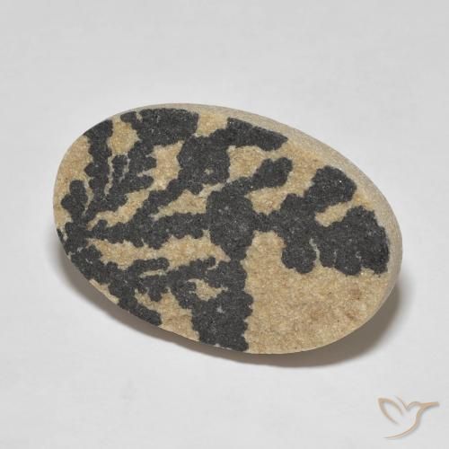 30.44 ct Multicolor Psilomelane Dendrite Stone, Natural Psilomelane Dendrite in Oval Cabochon Shape for Sale