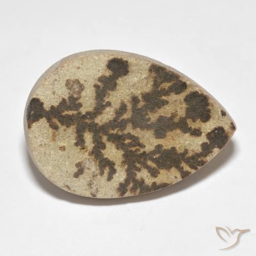 25.64 ct Multicolor Psilomelane Dendrite Stone, Natural Psilomelane Dendrite in Pear Cabochon Shape for Sale