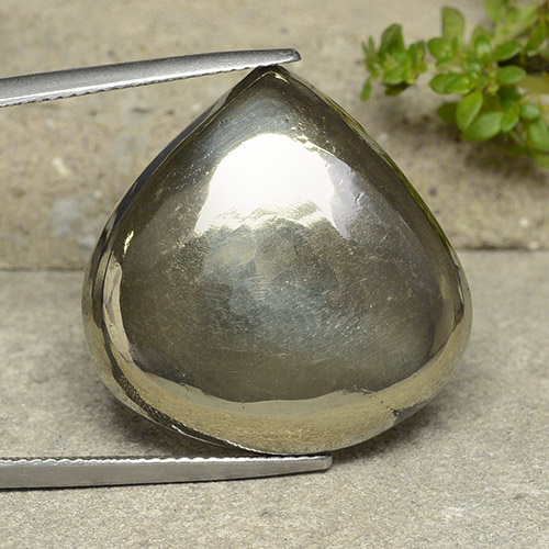 Oro Pirita Gema - 47.4ct Cabujón Pera (ID: 486746)