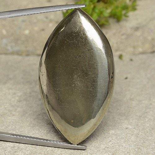 Oro Pirita Gema - 48.4ct Cabujón Cortada Marquesa (ID: 486747)