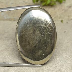 36.35 ct Yellow Pyrite Gemstone, Pyrite Gem in Oval Cabochon Shape for Sale.