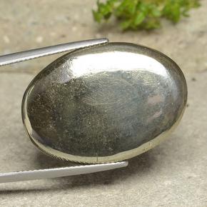 36.35 ct Yellow Pyrite Stone, Natural Pyrite in Oval Cabochon Shape for Sale