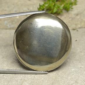 62.09 ct Yellow Pyrite Gemstone, Pyrite Gem in Round Cabochon Shape for Sale.