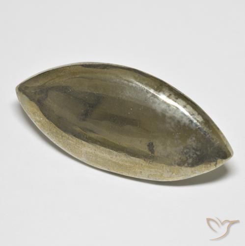 45.71 ct Golden Pyrite Stone, Natural Pyrite in Marquise Cabochon Shape for Sale