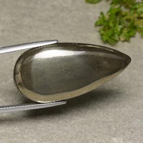 37.58 ct Yellow Pyrite Stone, Natural Pyrite in Pear Cabochon Shape for Sale
