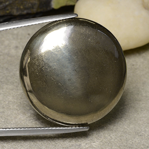 Multicolore Pyrite gemme - 44.4ct Cabochon rond (ID: 486794)