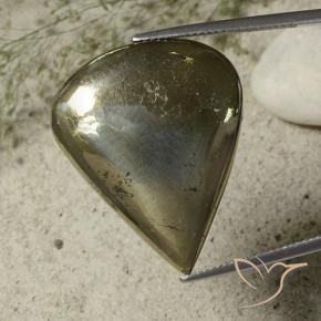 40.79 ct Golden Pyrite Stone, Natural Pyrite in Pear Cabochon Shape for Sale