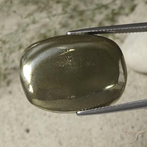 33.29 ct Golden Pyrite Stone, Natural Pyrite in Cushion Cabochon Shape for Sale