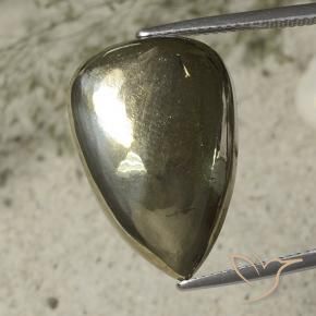 27.13 ct Golden Pyrite Stone, Natural Pyrite in Pear Cabochon Shape for Sale