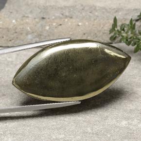 54.27 ct Yellow Pyrite Stone, Natural Pyrite in Marquise Cabochon Shape for Sale