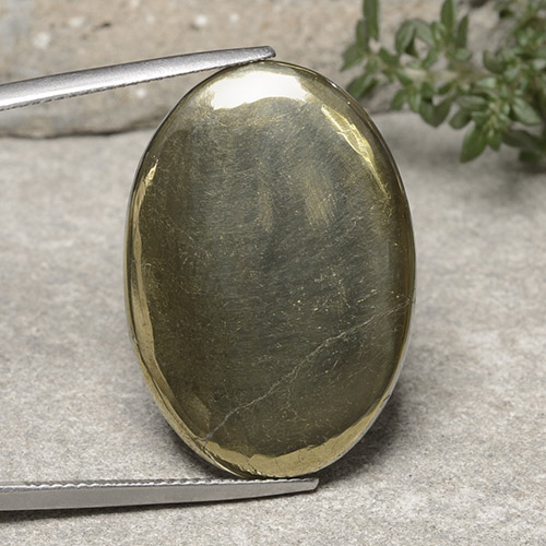 Gold Pyrite Gem - 29.7ct Oval Cabochon (ID: 488149)