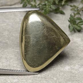 31.14 ct Golden Pyrite Stone, Natural Pyrite in Pear Cabochon Shape for Sale