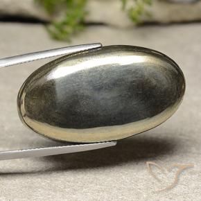 51.94 ct Gray Pyrite Stone, Natural Pyrite in Oval Cabochon Shape for Sale