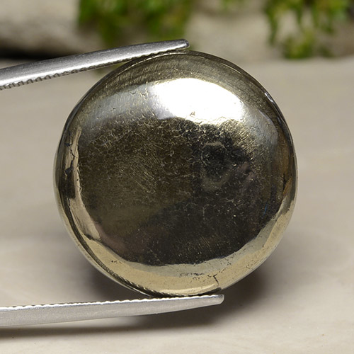 Golden Pyrite Gem - 37.2ct Round Cabochon (ID: 489003)
