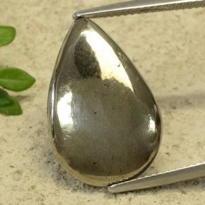10.81 ct Yellow Pyrite Gemstone, Pyrite Gem in Pear Cabochon Shape for Sale.