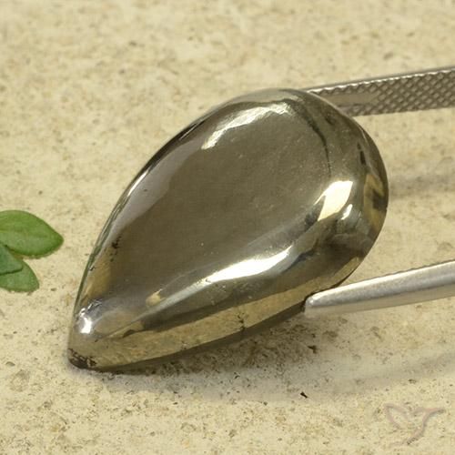 Pyrite Gemstone in 23.8 x 17.1 mm Size for Sale, Pyrite Stone in Gold Color