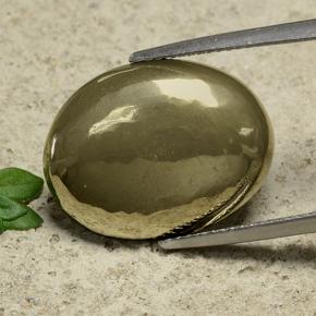 16.39 ct Yellow Pyrite Stone, Natural Pyrite in Oval Cabochon Shape for Sale