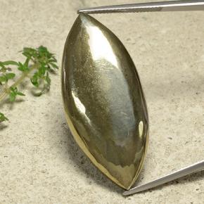 61.3ct Marquise Cabochon Gold Pyrite Gem for sale 61.3ct Marquise Cabochon Gold Pyrite Gem (ID: 489114)