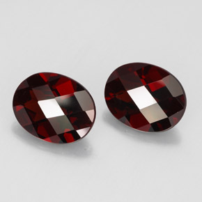 6.17 ct Red Pyrope Garnet Stone, Natural Pyrope Garnet in Oval Checkerboard Shape for Sale
