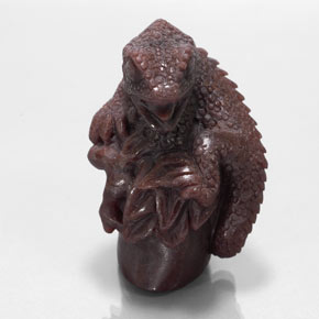 139.75 ct Red Pyrope Garnet Gemstone, Pyrope Garnet Gem in Carved Chameleon Shape for Sale.