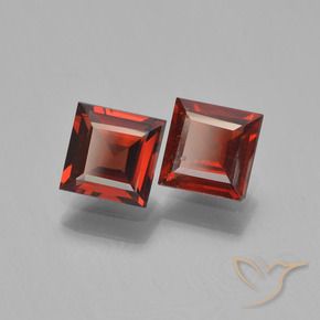 1.55 ctw Red Pyrope Garnet Stones, Natural Pyrope Garnet in Square Step-Cut Shape for Sale
