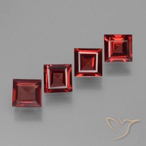 2.52 ctw Red Pyrope Garnet Stones, Natural Pyrope Garnet in Square Step-Cut Shape for Sale