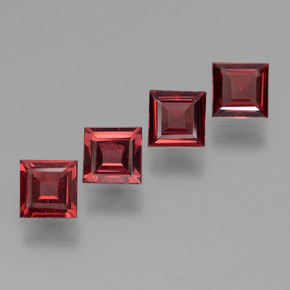 2.53 ctw Red Pyrope Garnet Stones, Natural Pyrope Garnet in Square Step-Cut Shape for Sale