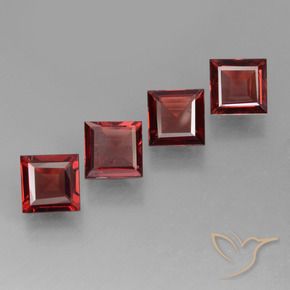2.52 ctw Red Pyrope Garnet Stones, Natural Pyrope Garnet in Square Step-Cut Shape for Sale