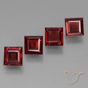 2.46 ctw Red Pyrope Garnet Stones, Natural Pyrope Garnet in Square Step-Cut Shape for Sale
