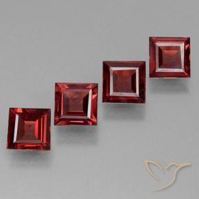 2.28 ctw Red Pyrope Garnet Stones, Natural Pyrope Garnet in Square Step-Cut Shape for Sale