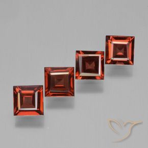 2.87 ctw Red Pyrope Garnet Stones, Natural Pyrope Garnet in Square Step-Cut Shape for Sale